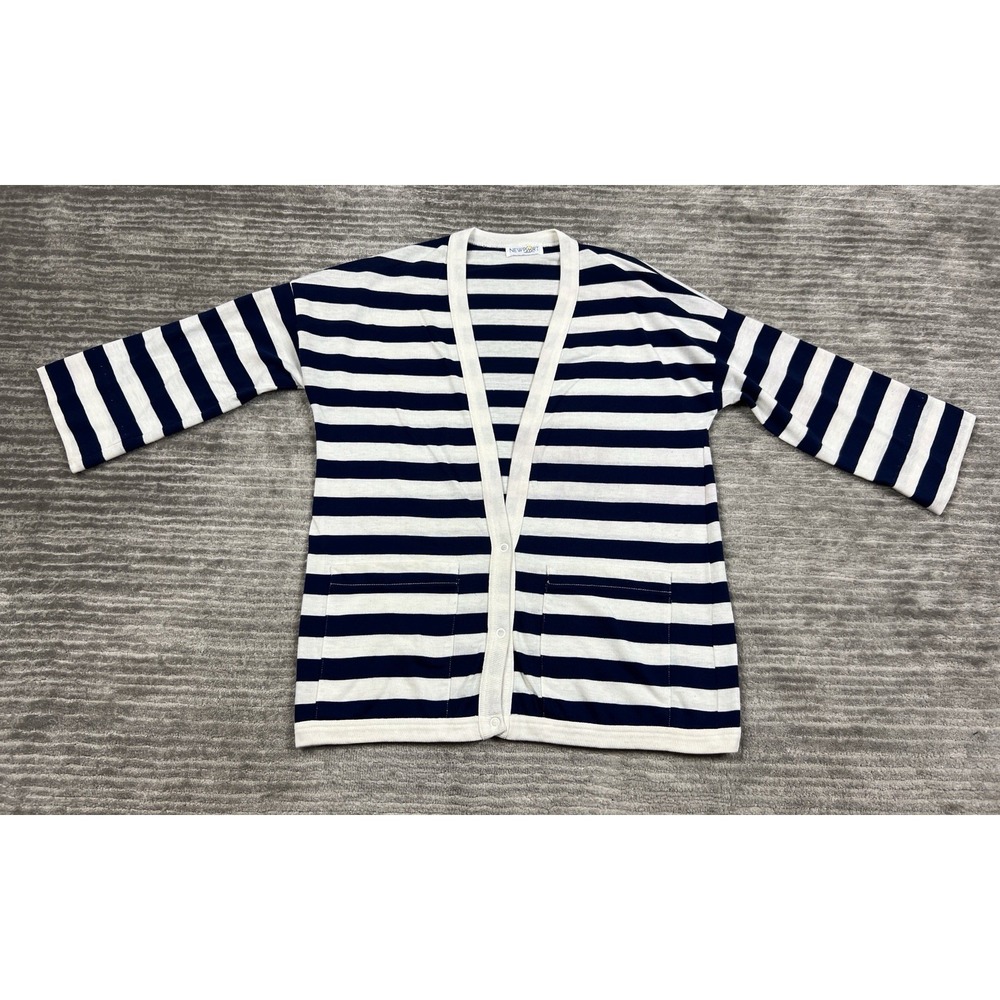 Newport Cardigan Womens Medium Striped 3/4 Sleeve Snap Front‎ Casual